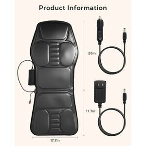 Back Massager Seat Cushion with Heat- Car & Home Dual Power Remote Control